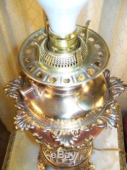 Antique' Bradley & Hubbard' Banquet Parlor Oil Lamp Electrifed