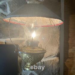 Antique Bradley & Hubbard Brass Country Store Hanging Oil Lamp Electrified