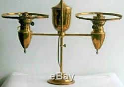 Antique Bradley & Hubbard Brass Double Student Oil Lamp Electric Conversion