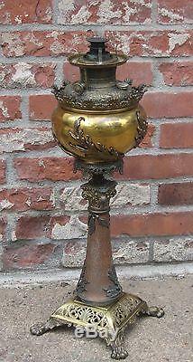 Antique Bradley & Hubbard Brass Oil Lamp