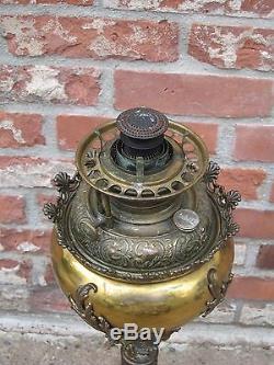 Antique Bradley & Hubbard Brass Oil Lamp