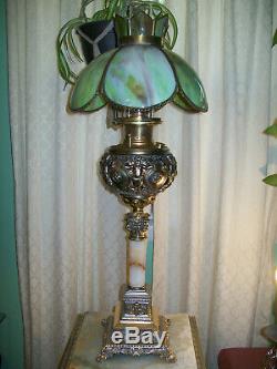 Antique'' Bradley & Hubbard'' Cherub Banquet Oil Lamp