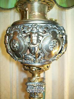 Antique'' Bradley & Hubbard'' Cherub Banquet Oil Lamp