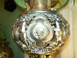 Antique'' Bradley & Hubbard'' Cherub Banquet Oil Lamp