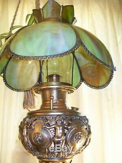 Antique'' Bradley & Hubbard'' Cherub Banquet Oil Lamp