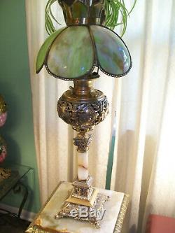 Antique'' Bradley & Hubbard'' Cherub Banquet Oil Lamp