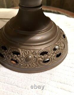Antique Bradley Hubbard Converted Oil Lamp with Milk Glass Shade. Brass Lamp