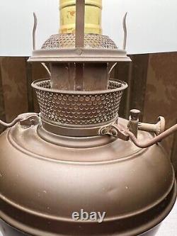 Antique Bradley Hubbard Converted Oil Lamp with Milk Glass Shade. Brass Lamp