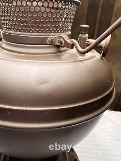 Antique Bradley Hubbard Converted Oil Lamp with Milk Glass Shade. Brass Lamp