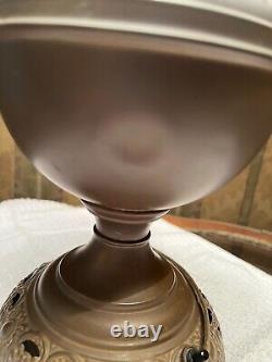 Antique Bradley Hubbard Converted Oil Lamp with Milk Glass Shade. Brass Lamp