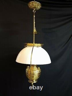 Antique Bradley Hubbard Hanging Library Pendant Oil Lamp B&H