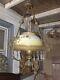 Antique Bradley&Hubbard Hanging Parlor Oil Lamp Hand Painted Golden Roses