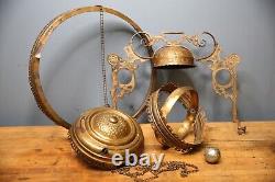 Antique Bradley Hubbard Oil lamp Light brass pull down ceiling Fixture Parts