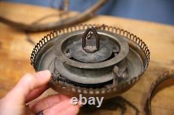 Antique Bradley Hubbard Oil lamp Light brass pull down ceiling Fixture Parts