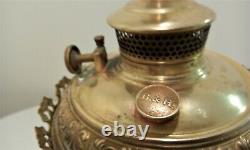 Antique Bradley & Hubbard Ornate Victorian Brass Parlor Banquet Oil Lamp Wired