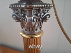 Antique Bradley & Hubbard Parlor Oil Kerosene Brass Corinthian Column Lamp 31