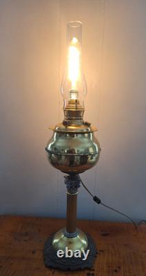 Antique Bradley & Hubbard Parlor Oil Kerosene Brass Corinthian Column Lamp 31