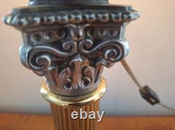 Antique Bradley & Hubbard Parlor Oil Kerosene Brass Corinthian Column Lamp 31