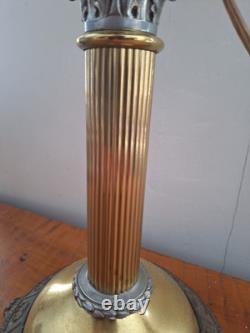 Antique Bradley & Hubbard Parlor Oil Kerosene Brass Corinthian Column Lamp 31