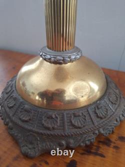 Antique Bradley & Hubbard Parlor Oil Kerosene Brass Corinthian Column Lamp 31