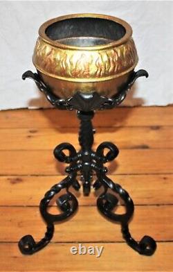 Antique Bradley & Hubbard Wrought Iron Banquet Oil Lamp Base Font Holder