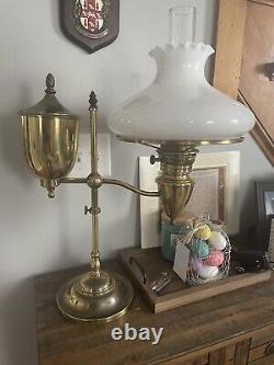 Antique Bradley & Hubbard student oil lamp-was electrified