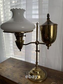 Antique Bradley & Hubbard student oil lamp-was electrified