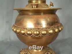 Antique Bradley+hubbard Fancy Victorian Oil Lamp With Frosted+etched Shade