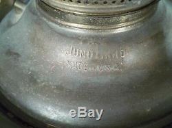Antique Bradley+hubbard Fancy Victorian Oil Lamp With Frosted+etched Shade
