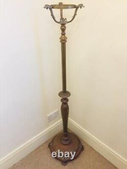 Antique Brass Art Nouveau Telescopic Oil Floor Lamp Light Conversion Project