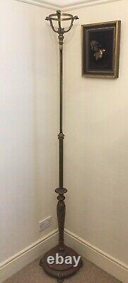 Antique Brass Art Nouveau Telescopic Oil Floor Lamp Light Conversion Project