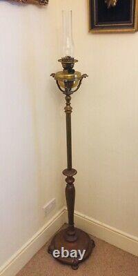 Antique Brass Art Nouveau Telescopic Oil Floor Lamp Light Conversion Project