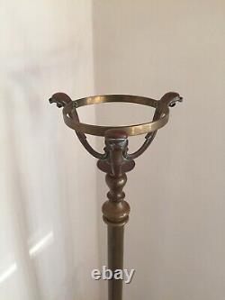 Antique Brass Art Nouveau Telescopic Oil Floor Lamp Light Conversion Project