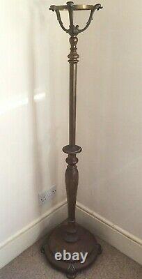 Antique Brass Art Nouveau Telescopic Oil Floor Lamp Light Conversion Project