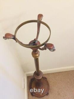 Antique Brass Art Nouveau Telescopic Oil Floor Lamp Light Conversion Project