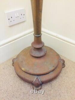 Antique Brass Art Nouveau Telescopic Oil Floor Lamp Light Conversion Project