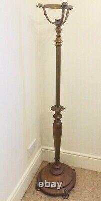 Antique Brass Art Nouveau Telescopic Oil Floor Lamp Light Conversion Project