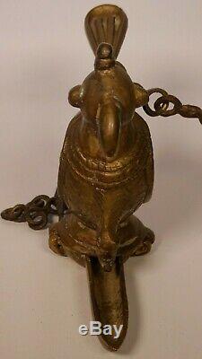 Antique Brass Bird Shaped Hanging Oil Lamp Islamic Persian