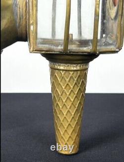 Antique Brass Carriage Lantern 19th Century. Original 12 high Victorian Era