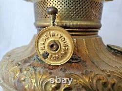 Antique Brass Central Draft Drop in Font Kerosene Oil Lamp P&A ROYAL burner 95