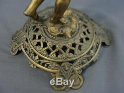 Antique Brass Cherub Banquet Oil Lamp Milk Glass Ball Shade The Rival 1893