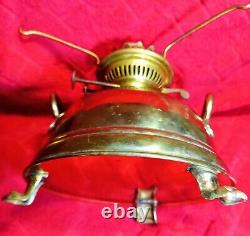 Antique Brass Duplex Dual Wicks- Brass Shade Made In England