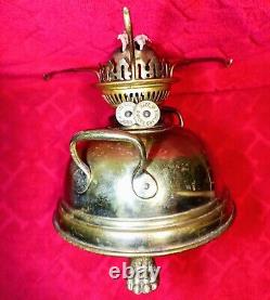 Antique Brass Duplex Dual Wicks- Brass Shade Made In England