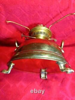 Antique Brass Duplex Dual Wicks- Brass Shade Made In England