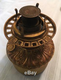 Antique Brass FOSTORIA Kerosene Oil Lamp GWTW Font Insert Complete