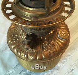 Antique Brass FOSTORIA Kerosene Oil Lamp GWTW Font Insert Complete