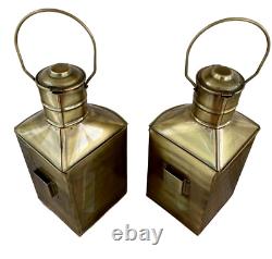 Antique Brass Finish Port & Starboard Lanterns Nautical Oil Lamps Ship Light