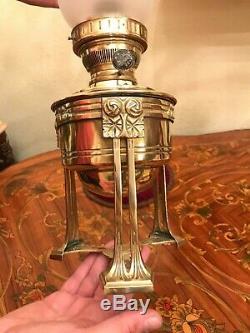 Antique Brass German Kerosene Oil Lamp 3 Legs