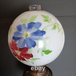 Antique Brass Gone With The Wind Hurricane Oil Conv to Electric Floral Lamp 22