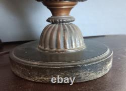 Antique Brass Gone With The Wind Hurricane Oil Conv to Electric Floral Lamp 22